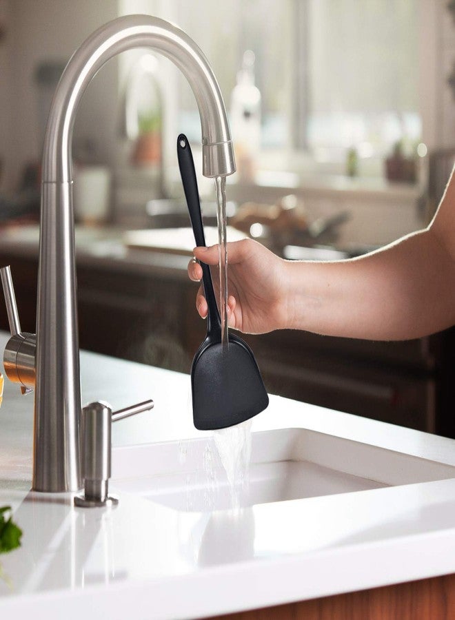 وي3 ملعقة سيليكون غذائية من we3، ملاعق مطاطية مقاومة للحرارة وغير لاصقة للطبخ والخبز، لون أسود، عبوة من قطعتين - Image 4